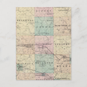 Postale Carte du comté de Waupaca, État du Wisconsin
