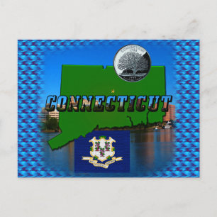 Postale Carte du Connecticut, Texte, Trimestre des couleur