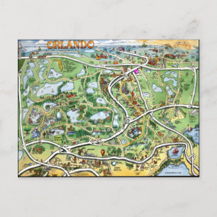 Postale Carte du dessin animé Orlando Florida