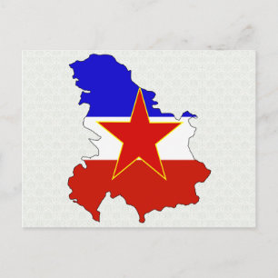 Postale Carte du drapeau de la Yougoslavie grandeur nature