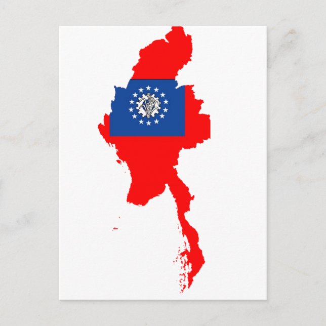 Postale Carte du drapeau du Myanmar (Devant)