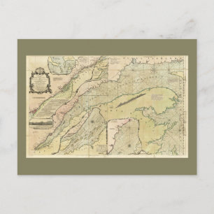 Postale Carte du fleuve Saint-Laurent (1771)