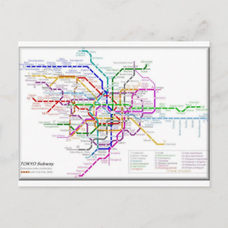 Postale Carte du métro de Tokyo