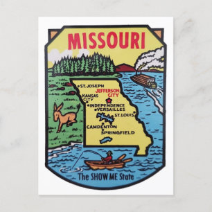 Postale Carte du Missouri Vintage des années 1950