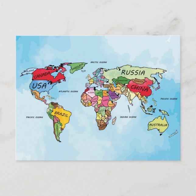 Postale Carte du monde (Devant)