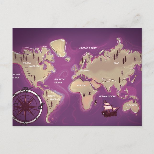 Postale Carte du monde (Devant)