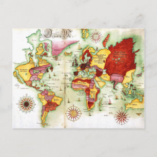 Postale Carte du monde 1675