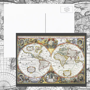 Postale Carte du monde antique par Hendrik Hondius, 1630