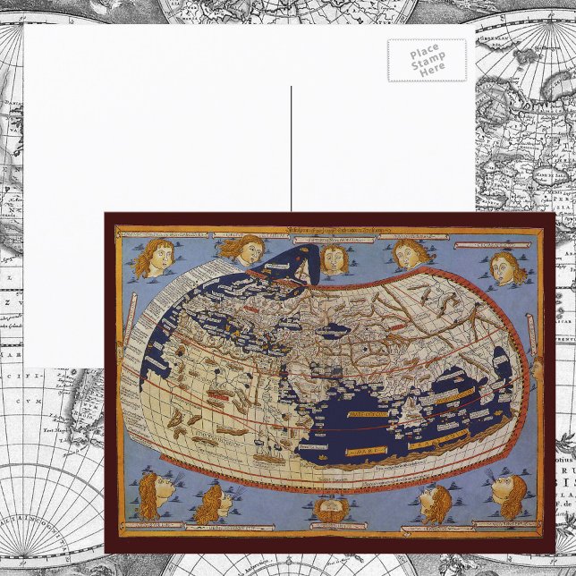 Postale Carte du monde antique Ptolémée, Johannes d'Arnshe (Créateur téléchargé)