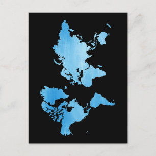 Postale Carte du monde bleue minimale Art à l'aquarelle