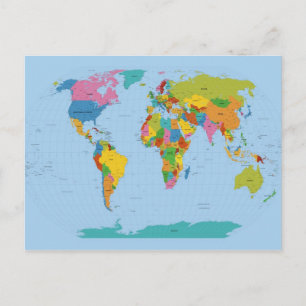 Postale Carte du monde brillant