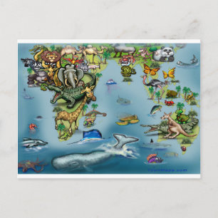 Postale Carte du monde de l'Afrique de l'Océanie