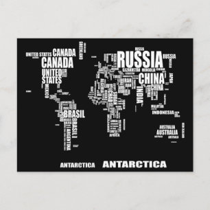 Postale Carte du monde de typographie