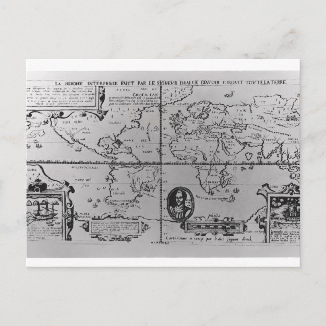 Postale Carte du monde détaillant les expéditions (Devant)