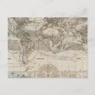 Postale Carte du monde du flux d'air