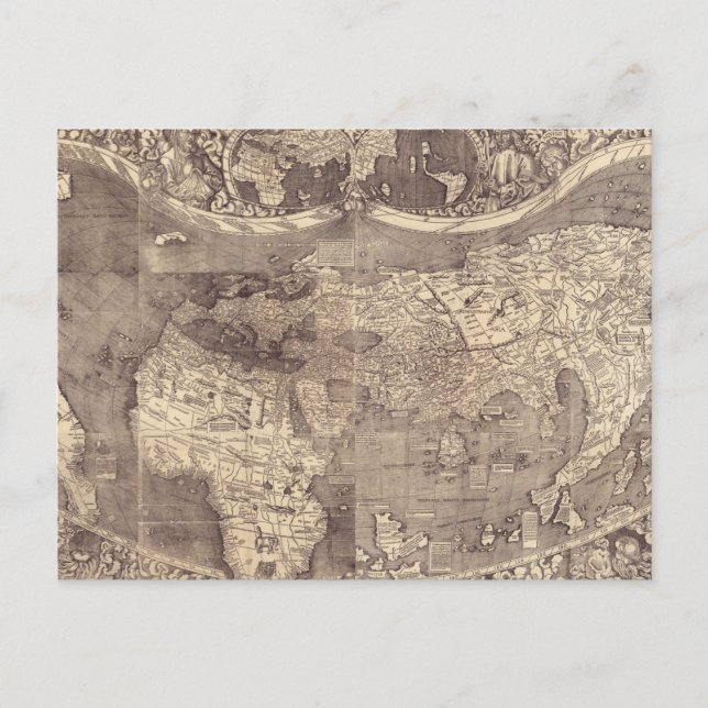 Postale Carte du monde Martin Waldseemuller 1507 (Devant)