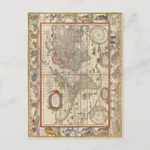 Postale Carte du monde médiéval (par Willem Blaeu)