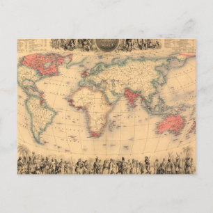 Postale Carte du monde montrant l'Empire britannique