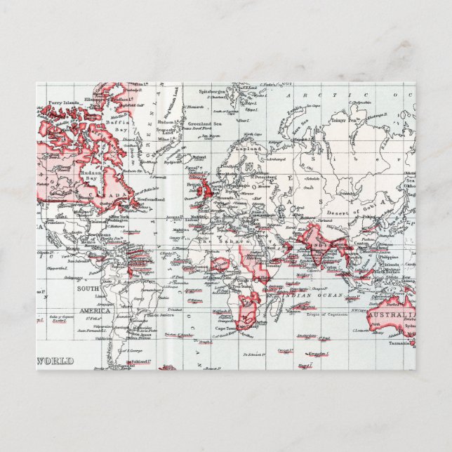 Postale Carte du monde montrant les possessions britanniqu (Devant)