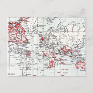 Postale Carte du monde montrant les possessions britanniqu