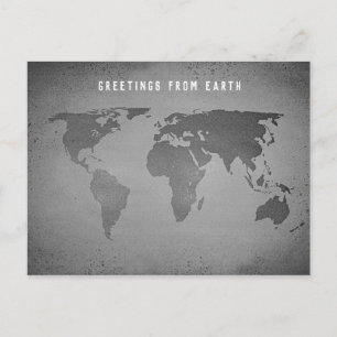 Postale Carte du monde noir et blanc amusant