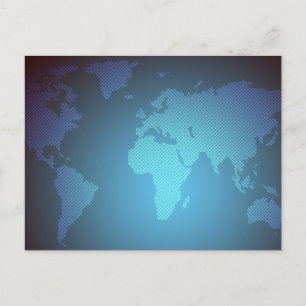 Postale Carte du monde numérique en dégradé de points