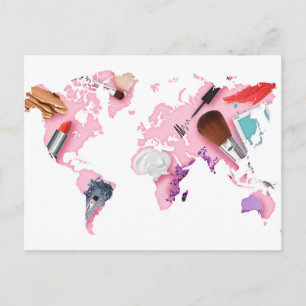 Postale Carte du monde Pastel Comestics