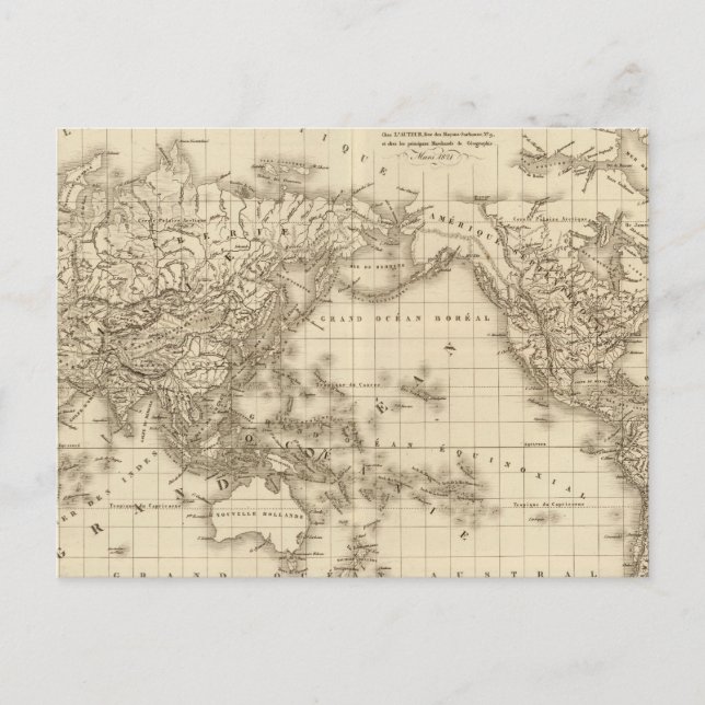Postale Carte du monde physique (Devant)