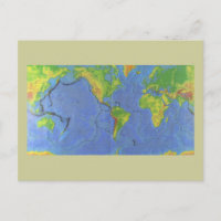 Carte du monde physique 1994 - Plaques tectoniques