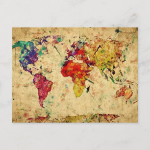 Postale carte du monde vintage