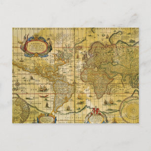 Postale Carte du monde vintage