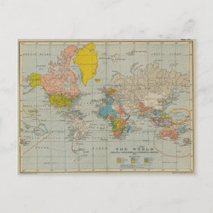 Postale Carte du monde vintage 1910