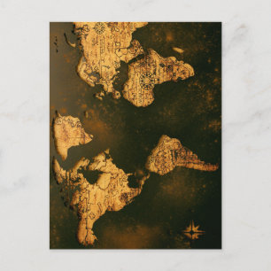 Postale Carte du monde vintage Cartographie antique Art