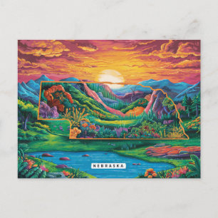 Postale Carte du Nebraska dynamique Art