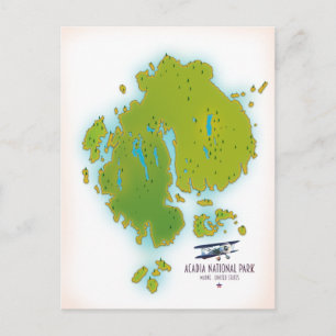 Postale Carte du parc national d'Acadia, Maine.