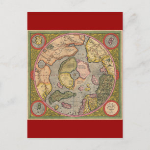 Postale Carte du Pôle Nord antique