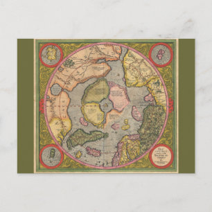 Postale Carte du Pôle Nord antique