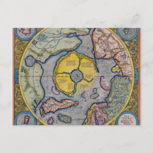 Postale Carte du pôle Nord du 16e siècle Mercator