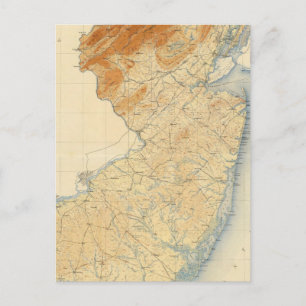 Postale Carte du relief du New Jersey