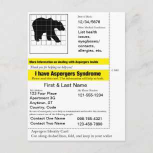 Postale Carte d'urgence Asperger