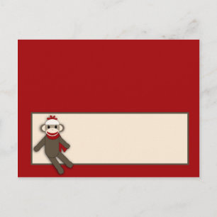 Postale Carte Endroit Écrite Rouge Sock Monkey
