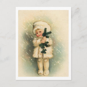 Postale Carte Enfant dans une tempête de neige