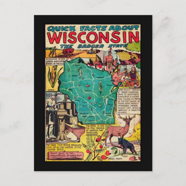 Postale Carte et faits du Wisconsin (Devant)