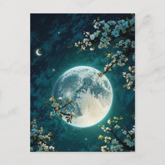 Postale Carte Fantastique de Cerisier sous la Lune | Lumin