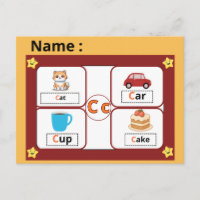 Carte flash de la lettre C de l'alphabet éducatif
