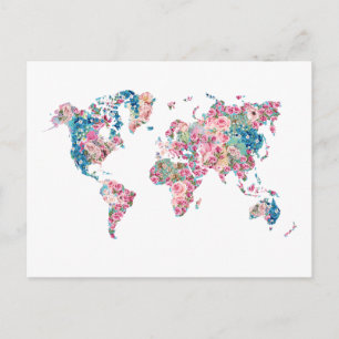 Postale Carte Floral World