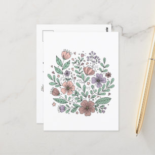 Postale Carte florale Boho délicate