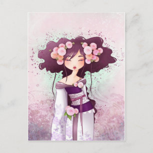 Postale Carte geisha dahlia