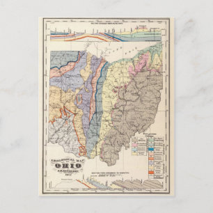 Postale Carte géologique de l'Ohio