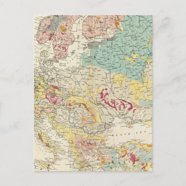 Postale Carte géologique Europe (Devant)